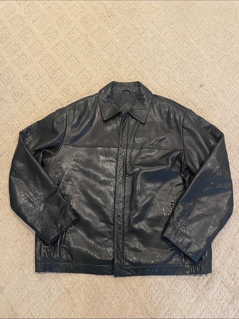 Roundtree & Yorke Black Leather Bomber Jacket